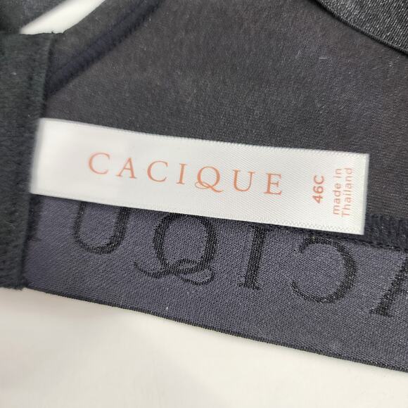 Cacique Sheer Polka Dot Wireless Lightly Lined Sexy Elastic Bra Size 46C - Picture 2 of 4